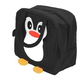 Oxford Cloth Felt Cartoon Lunch Bag with Handheld Lovely Thermal Insulation Multi Functional Large Capacity Lunch Bag Penguin Pattern (Black)