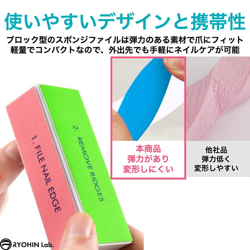 RYOHIN Lab.(良品ラボ) 爪磨き スポンジ 4面 つや出し ピカピカ ネイルケア 爪やすり ネイルバッファー