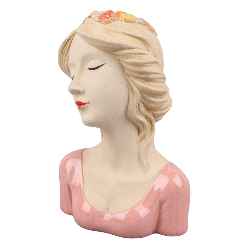 Modern Ceramic Face Vases Decorative Modern Style Shy Girl Flower