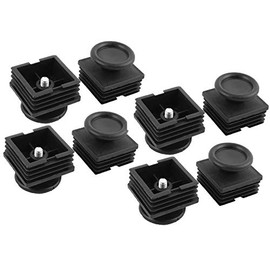YXQ Leveling Foot Square Thread Tube Insert - 8 Sets 40mm x 40mm Adjustable Cap Kit Chair Table Furniture Leg Feet Cover Black Plastic