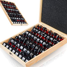 TAIWAIN Router Bit Wood Cutter 1/2-Inch Shank 3PCS, Bevel Raised Panel Woodworking Wood Cutter, Wood Carbide Groove Tongue Milling Tool, Cabinet Door Rail and Stile Router Bits Sets (STEEL3)