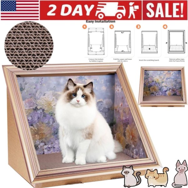 Unbranded 3D Oil Painting Cat Scratcher Mat Scratch Mat Triangular