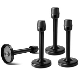 TOKPLNU Door Stops, 4 Inch Long Door Stopper Heavy Duty Stainless Steel Door Stop Wall Mounted Black Doorstop with Sound Dampening Rubber Tip, Modern Outdoor Door Stoppers for Skirtings, 4 Pack