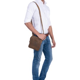 STILORD 'Carson' Small Men's Leather Shoulder Bag Vintage Messenger Bag Men's Handbag Modern Leather Shoulder Bag for Men Genuine Leather, Medium - Brown, shoulder bag