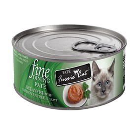 Fussie Cat Fine Dining Pate Canned Wet Food - 2.8 Oz. Cans, Bundle Pack of 24 Cans with HS Can Lid (Oceanfish & Salmon)