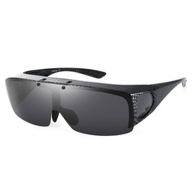 Br'Guras Sunglasses, Sports, Driving Sunglasses, Men's, Polarized UV400, UV Protection, Hang Over Glasses, Flip-up, Windproof, Sandproof, Bicycle, Fishing, Running, Carbon tone frame x Burgundy frame