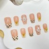 French Tip Leopard Print Press on Nails Short Coffin Fake