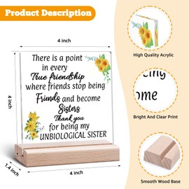 Best Friend Birthday Gifts for Unbiological Sister Friendship Birthday Gifts for Bestie Clear Desk Decorative Sign Friend Present for Women Sister Office Desk Decor Acrylic Sign With Wooden Stand