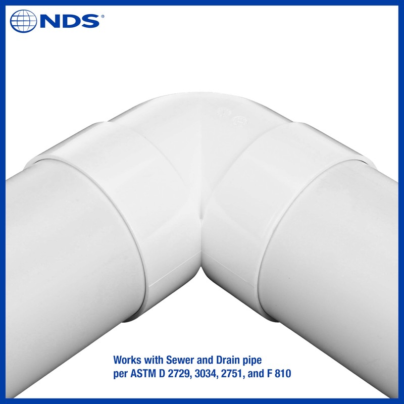 NDS 4P02 PVC 90-Degree Elbow, 4-Inch, for Hub X Hub