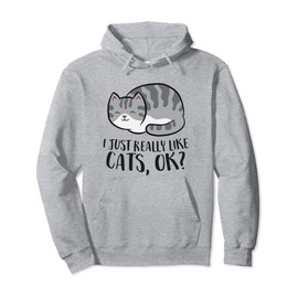 I Just Really Like Cats, Ok? Funny Cat Pullover Hoodie