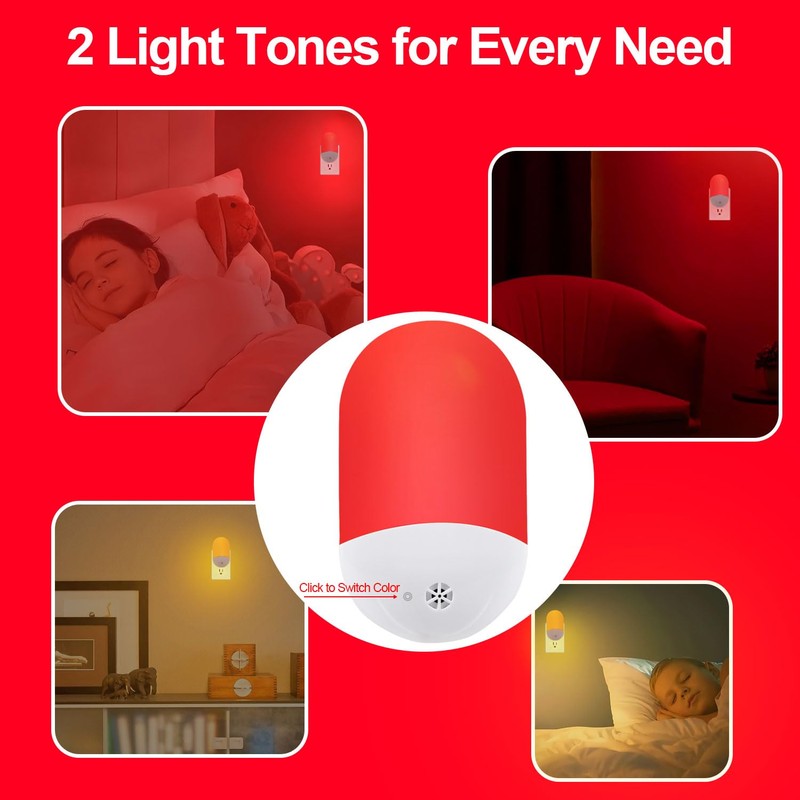Finezeal 670nm Red & Amber Light Night Light for Sleep[2