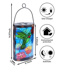 Hanging Solar Lantern Outdoor Decorative Waterproof LED Solar Hummingbird Lights Tabletop Lamp for Outdoor Patio Garden