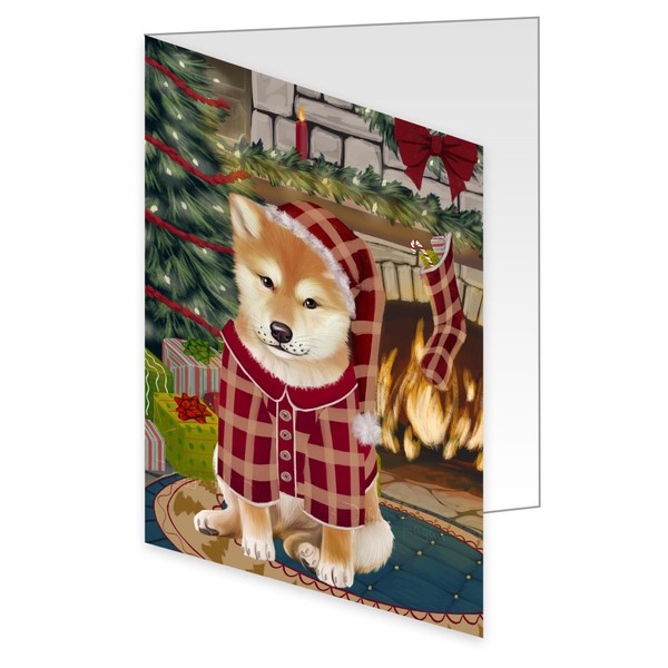 The Stocking Was Hung Christmas - Shiba Inu Dog Greeting Cards - Pets Invitation Cards with Envelopes - Pet Artwork Greeting Cards for All Occasions GCDC49899 (10 Greeting Cards)