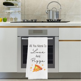 FIQZYOTHC Funny Kitchen Towels, Pizza Themed Home Bathroom Decor, Funny Dishcloth Tea Towel Gifts for Pizza Lovers, Birthday Christmas Housewarming Gift Ideas for Women Friends