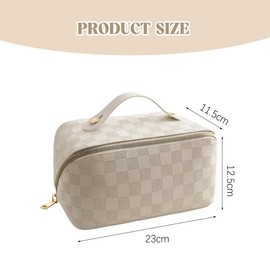 XFSRG Large Capacity Cosmetic Bag Portable Travel Make Up Bag Waterproof PU Leather Makeup Bag or Toiletry Bag, White