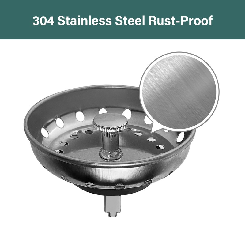 Kitchen Sink Strainer and Stopper Stainless Steel Basket for 3-1/2