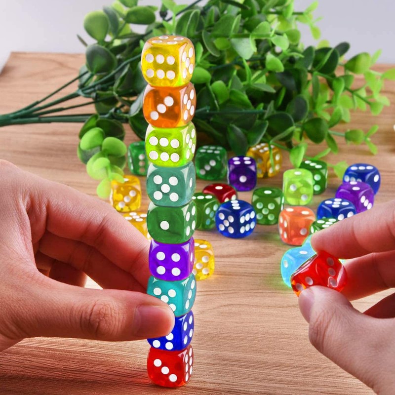 MXJFYY Pack of 100 Hexagonal Dice, D6 Dice, 10 Colours,