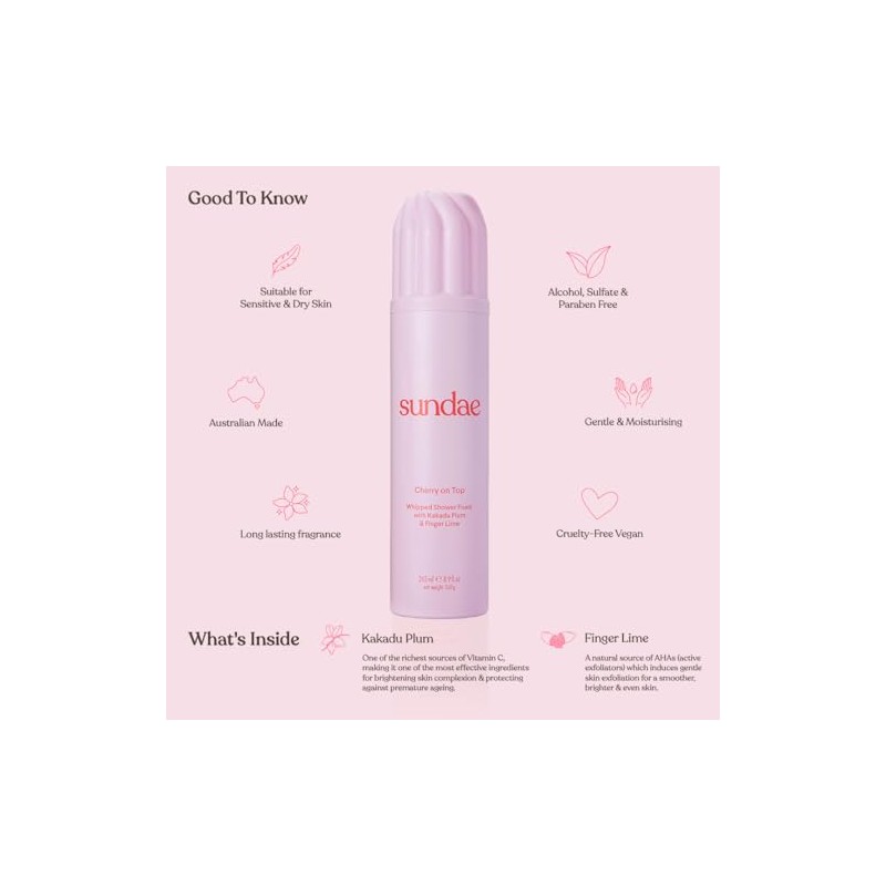 sundae Gel De Ducha Espumoso Con Sabor A Cereza, 265