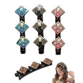 UYRVAPE Pack of 4 Hair Clips, Colourful Sparkling Crystal Hair Clip Flower, Hair Clip for Women and Girls, Fashionable Double Layer Hair Clip, Duck Beak Hair Clip