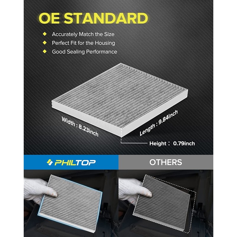 PHILTOP Cabin Air Filter w/Activated Carbon, CF12283 Compatible with Chrysler