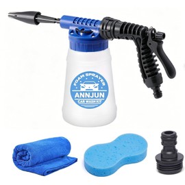 Kit de pistola de espuma para lavado de autos, pistola de espuma de pulverización resistente con boquilla de manguera, esponja de lavado y toalla abso