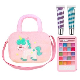 Unicorn Makeup Set for Girls - 56 Pcs Non-Toxic Washable Kids Cosmetic Kit with Unicorn Bag, Princess Play Makeup Toys for 3-12 Year Old Girls Birthday (Pink)