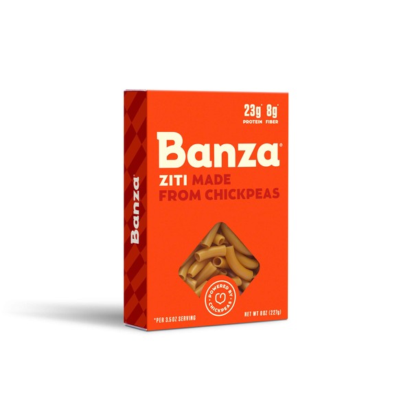 Banza Chickpea Pasta, Ziti - Gluten Free Healthy Pasta, High Protein, Lower Carb and Non-GMO - (Pack of 6)