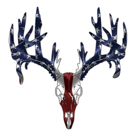 cbcdecals - American Flag Deer Skull Vinyl Decal Hunting Buck Car & Truck Window Sticker