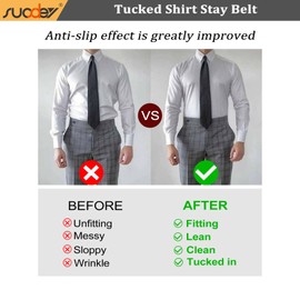 SUOSDEY Shirt Stays Belt for Men Shirt Tucker Holder Crop Top Band for Women Non-slip Adjustable Elastic Band