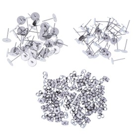 Pack of 100 Stainless Steel Earring Stopper Post Flat Pad (2 Sizes) with 100 Earrings Back for Earrings, Total 200 Pieces