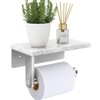 Gypie Brushed Nickel Toilet Paper Holder with Natural Marble Shelf,