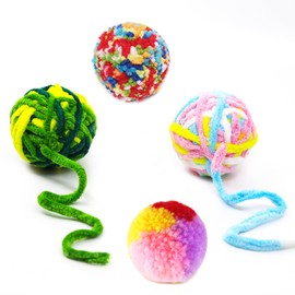 NaiHey 5 Pack Colorful Woolen Yarn Ball Cat Toy, with Bell Interactive Chasing Chewing Toys, Indoor Play Yarn Cats Molar Cotton Kitten Yarn Balls Toy
