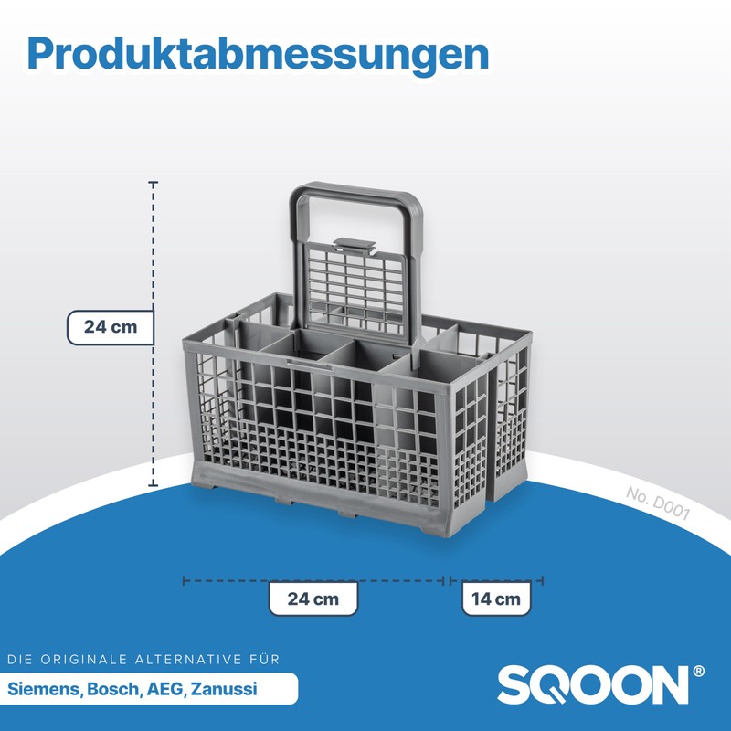 SQOON Dishwasher Basket, Universal Cutlery Basket, Folding Grid Lid, Plastic,