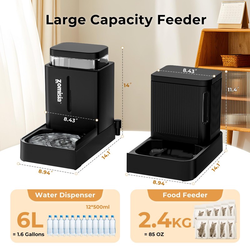 ZOMISIA Gravity Dog Food and Water Dispenser, 2 in 1