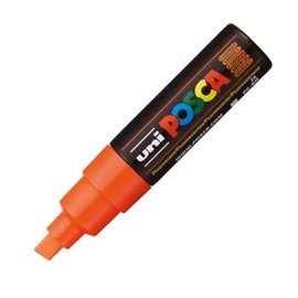 uni-ball Posca PC-8K Broad Chisel Tip Marker - Fluorescent Orange, Pack of 6