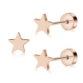 ZDE Titanium Women's Flat Back Heart Earrings Women Non-Nickel Earrings Hypoallergenic Cartilage Stud Earrings for Sensitive Ears Simple Classic 5 mm Flat Stud Earrings, 5 mm, Titanium, No Gemstone