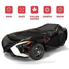 kemimoto Full Cover Compatible with Polaris Slingshot Water-Repellent Windproof All Weather Protection Covers with Reflective Strips