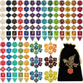 DND Dice Set -25x7 (175pcs) Polyhedral Dice Compatible with Dungeons and Dragons D&D RPG MTG Table Games.25 Sets of 7 dice and a dice Bag - Style: 25 sets-175pcs