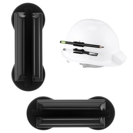 Hiboom 2 Pack Pen Pencil Holder for Hard Hat, Black Hard Hat Accessory with Adhesive for Marker and Carpenter's Pencil