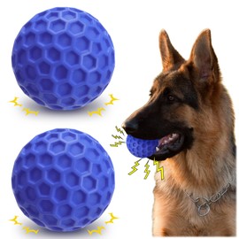 2pcs Indestructible Squeaky Dog Ball Toy,Interactive Dog Balls Toy Indestructible Dogs Toys Chew Toys for Aggressive Chewers for Medium Large Dogs.80mm