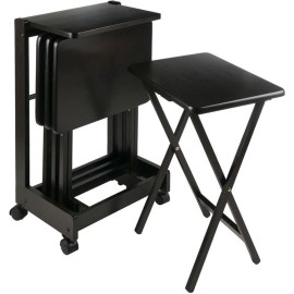 Winsome Brienda 5-Piece Solid Wood Flip Top Snack Table Set in Coffee