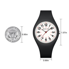 GOLDEN HOUR Waterproof Sports Analog Unisex Watches for Nurse Medical Professionals, Students - Military Time Glowing Easy to Read Dial, Jelly Silicone Strap in Black