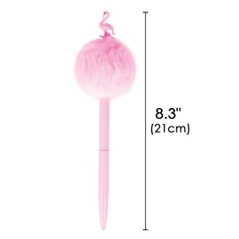 Biiange Fluffy Pens, Pom Pom Pens, Plastic Ballpoint Pen, With Black Ink, Gift for Christmas Stationery Carnival Birthday (1Pack, Pink)