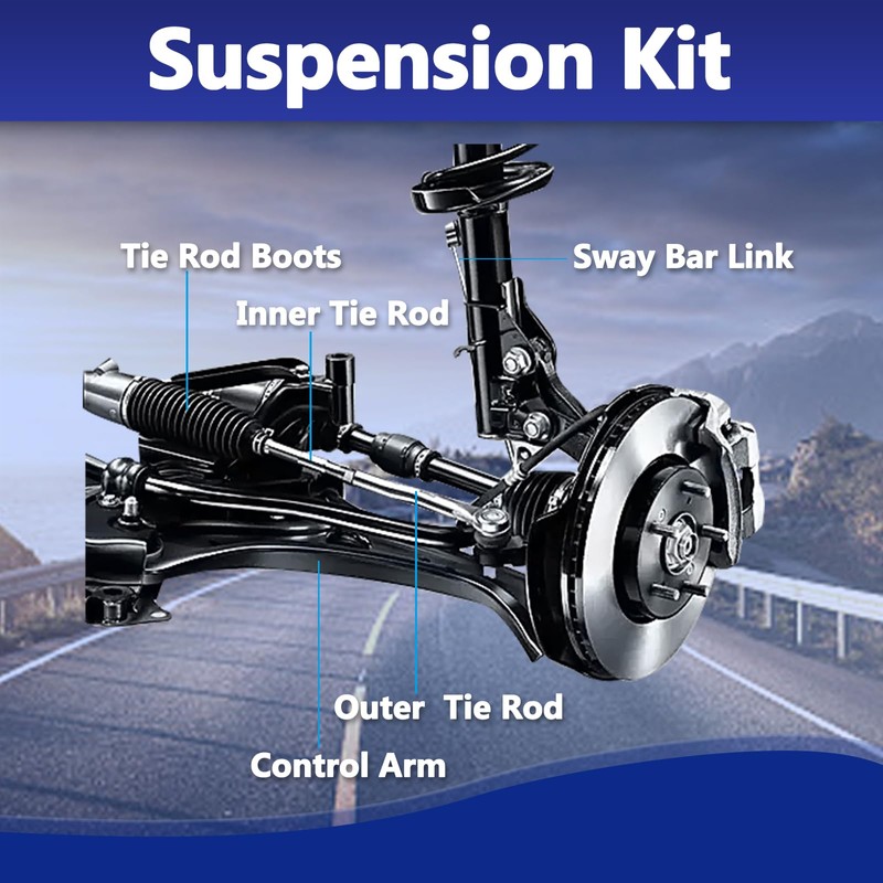 6 Pcs Tie Rod End Kit, Front Inner Outer Tie