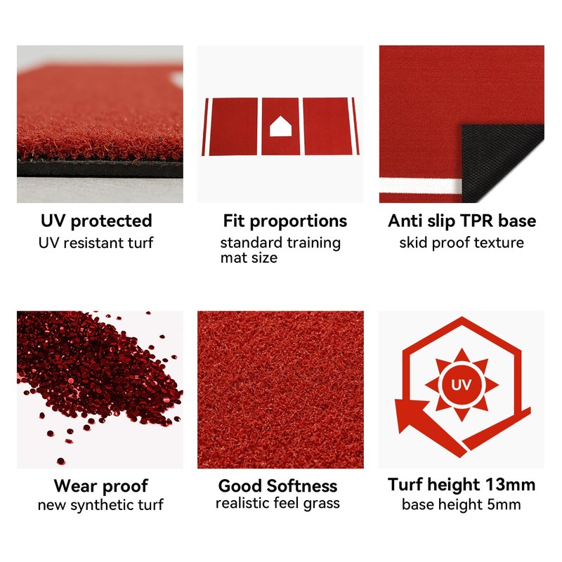 GSK Baseball Hitting Mat 3.8FT ×10FT Exercise Mat Portable Artifical