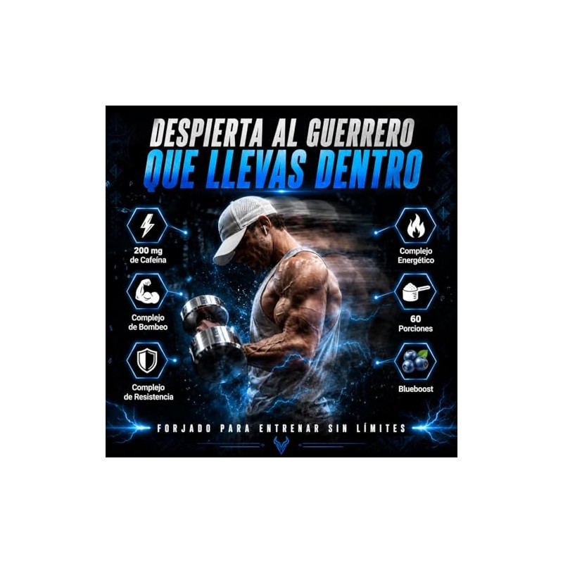 ForzaTech Viking Pre Workout, Sabor Blueboost, 60 Servicios