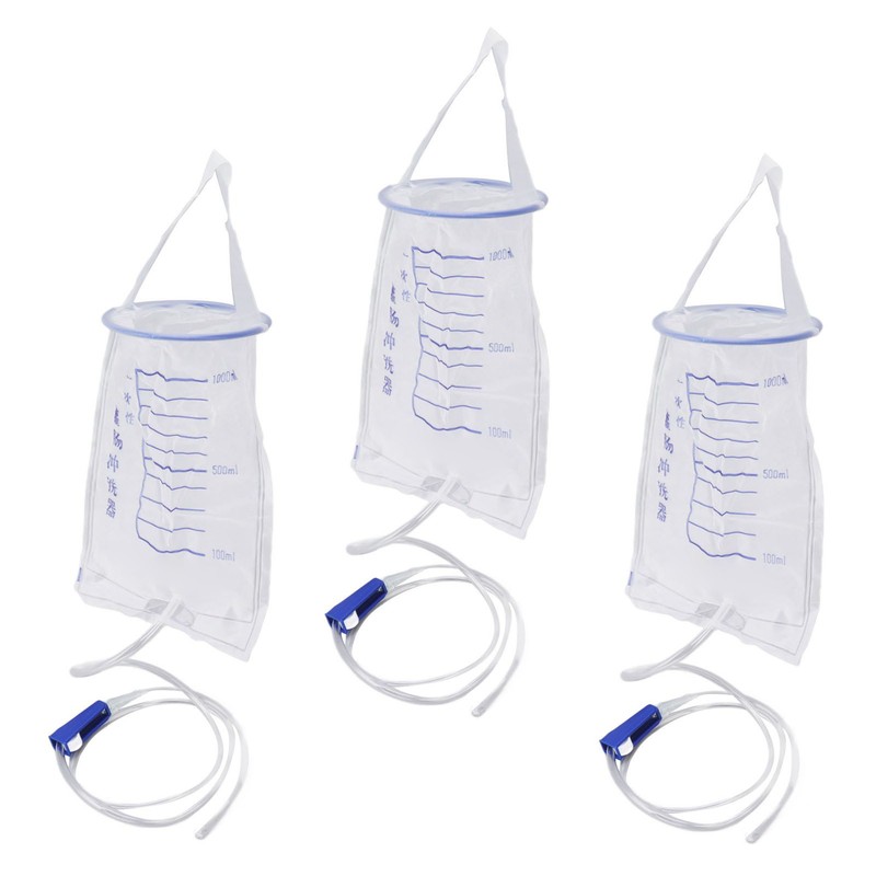 10PCS Enema Bag Set 1000ML Silicone Reusable Hangable Enema Cleaner