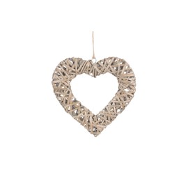 Antique Wash Willow Flat Open Hanging Heart Wreath - Medium