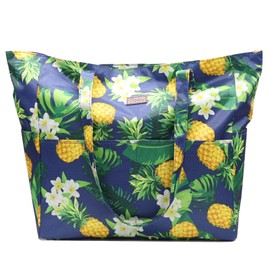 CIOOU Waterproof Beach Bag Tote Shoulder Bags for Gym Pool Beach Travel-100% Waterproof Large Lightweight and Top Zip, Pineapple Tote Bag, Large