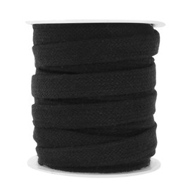 Mandala Crafts Black Flat Drawstring Cord Drawstring Replacement, 3/4 Inch 10 YDs Black Soft Drawstring Cotton Draw Cord Hoodie Sweatpants Drawcord Replacement